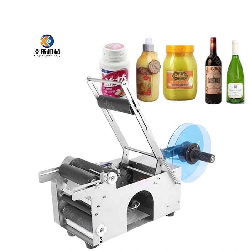 Corner Wrap Around Sticker Labeling Machines Semi Automatic Desktop Round Bottle Flat Label Machines Labeling Machine